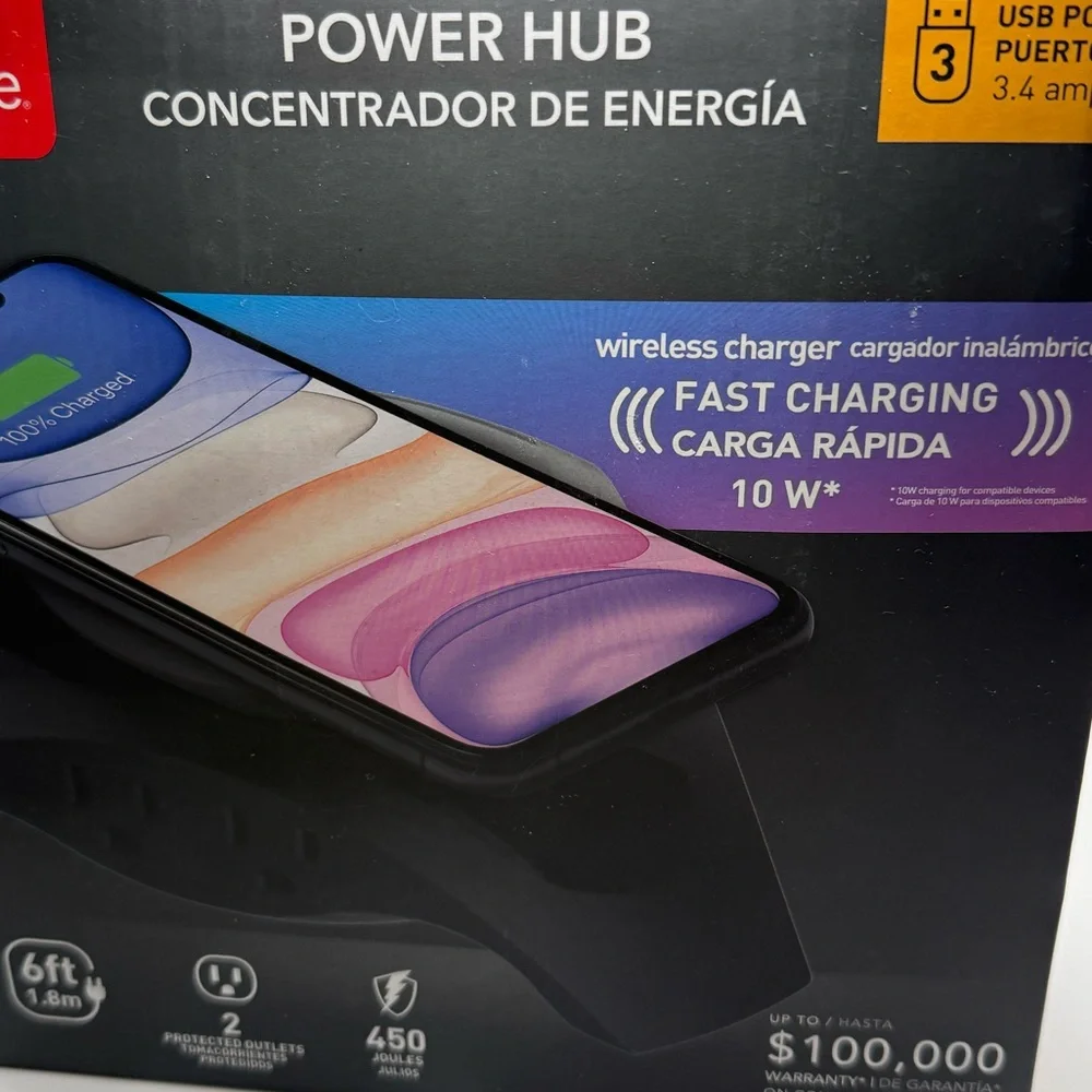 Globe Fast Charging Wireless Power Hub-New-3 USB Ports 6 ft power cord - Picture 5 of 5